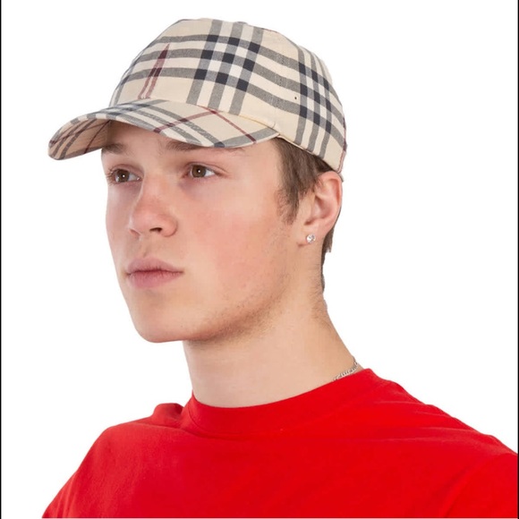 Burberry Beige and Black Checkered Cap